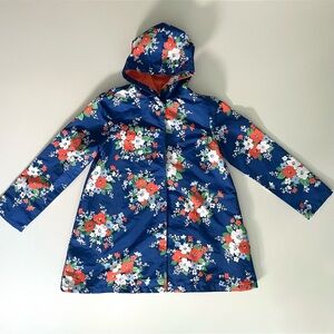 Blue Floral Gymboree Hooded Rain Coat Size 11-12